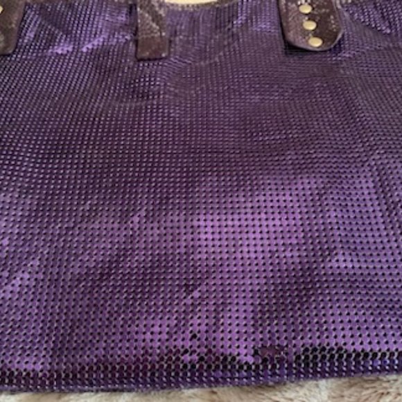 Vintage Whiting & Davis Purple Mesh and Snakeskin Embossed Leather Bag - Picture 10 of 13